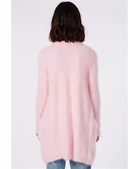 Missguided Ceris Knitted Fluffy Cardigan Baby Pink In Pink Lyst