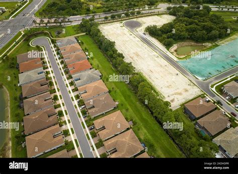 View from above of densely built residential houses under construction