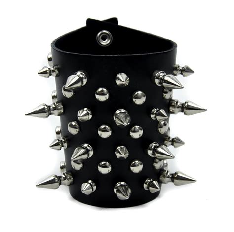 4 Spike And Stud Metal Wristband Armband Black Gothic Death Rock