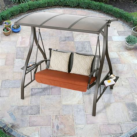 Ulax Furniture 2 Seat Outdoor Large Hardtop Canopy Porch Swing Chair