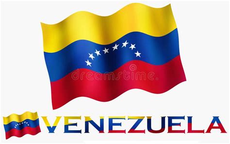 Venezuelan Flag Illustration With Venezuela Text And White Space Stock
