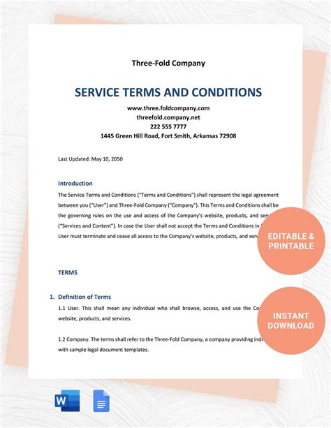 Online Shop Terms And Conditions Template Word