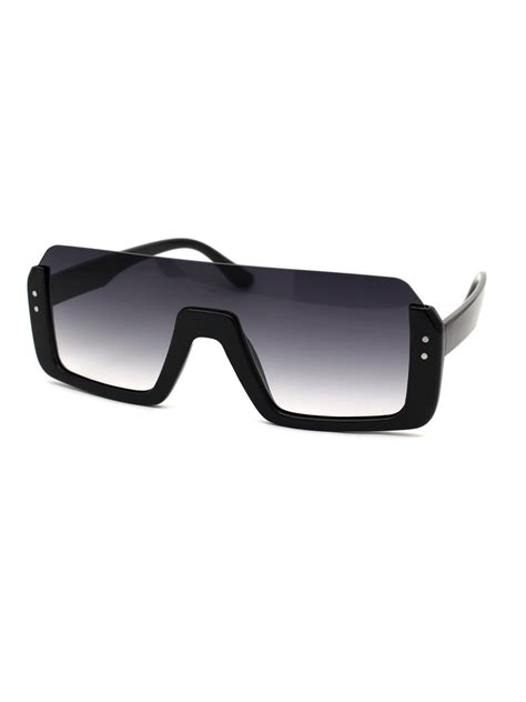 Sa106 Mens Upside Down Half Rim Plastic Rectangular Shield Sunglasses