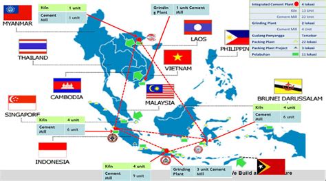 Asean telah diasaskan pada 8 ogos 1967 dengan lima anggota: Peta Persaingan Industri Semen di Asia Tenggara