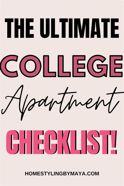 The Ultimate College Apartment Checklist For College Students College