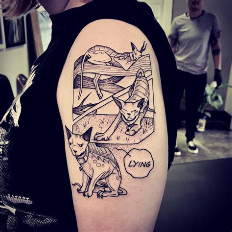 Saga Lying Cat Tattoo Done By Cutty Bage At Hollow Moon Tattoo In Boone