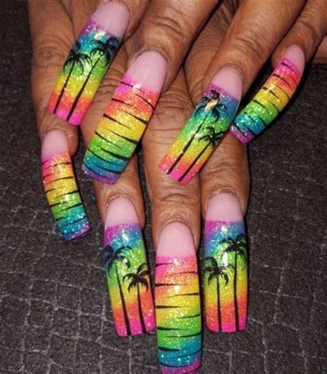 37 Ways To Upgrade On Your Rainbow Nail Rainbow Nails Curved Nails