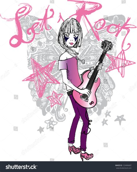 Rocker Girl Stock Vector Illustration 123406687 Shutterstock