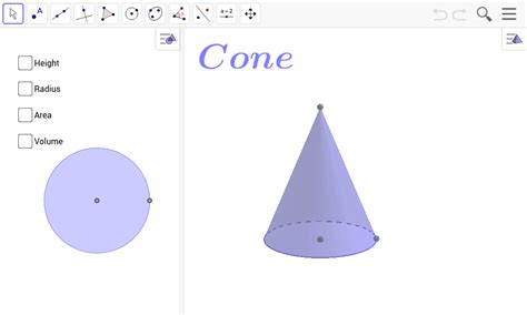 Cone Volume Geogebra