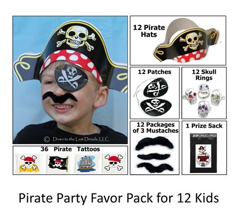 12 Pirate Dress Up Party Favor Pack Secret Surprise Sack