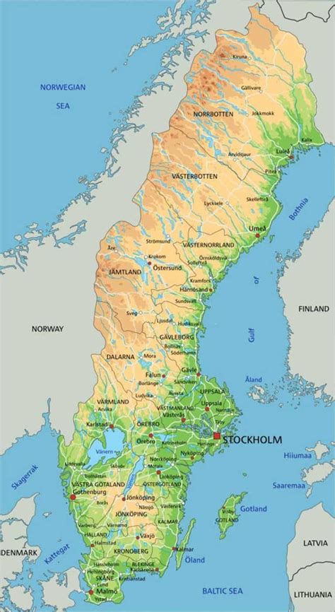 mapas y gegrafía de suecia escandinavia para descargar e imprimir