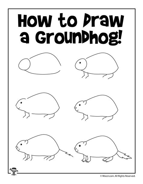 How To Draw A Groundhog Woo Jr Kids Activities Childrens Publishing