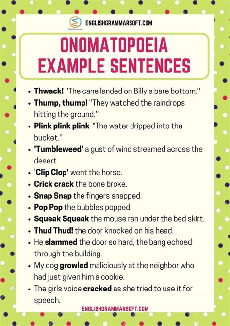 Onomatopoeia Example Sentences English Vocabulary Words Book Writing