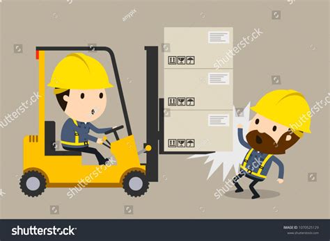 Collision During Forklift Operation Vector Illustration Safety And Accident Industrial Safety
