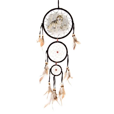 20 Long Snow Wolves Wolf Dream Catcher Wall Hang Decor Feathers Bead