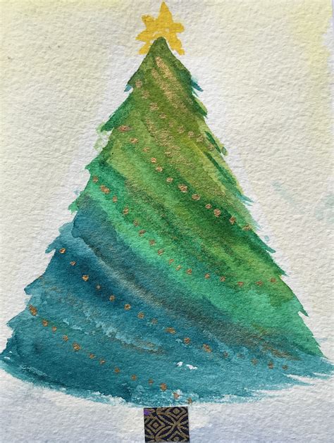 Merry Christmas Treewatercolour Painting By Rosie Kerr Christmas