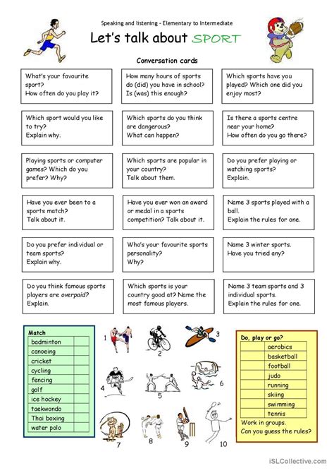 Let´s Talk About Sport English Esl Worksheets Pdf And Doc