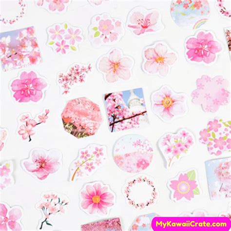 Pretty Sakura Cherry Blossoms Season Stickers Pink Flowers Etsy