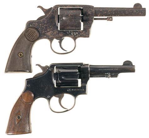 Two Double Action Revolvers A Colt New Service Revolver
