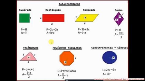 Figuras Geometricas Y Sus Formulas De Area Perimetro Y E9e