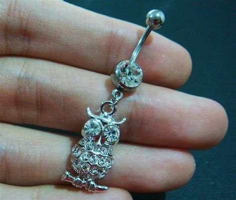 Bling Owl Crystal Gem Belly Button Navel Rings Bar Body Piercing On Luulla