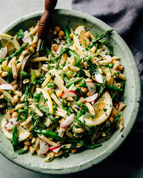 Lemony Spring Pasta Salad With Vegetables And Herbs Vegan Recipe