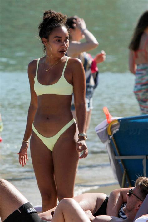 leigh anne pinnock in yellow bikini at the beach in mykonos gotceleb