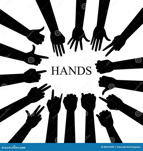 Hand Silhouettes Set Stock Vector Illustration Of Social 88010508