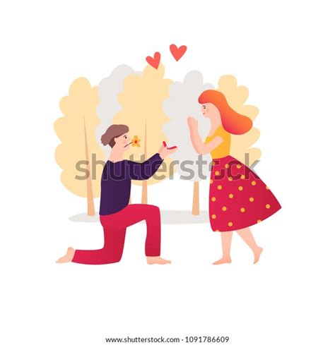 「cute Couple Love Man Proposing Woman」のベクター画像素材（ロイヤリティフリー） 1091786609