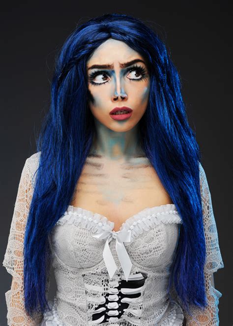 Womens Deluxe Dark Blue Corpse Bride Style Wig