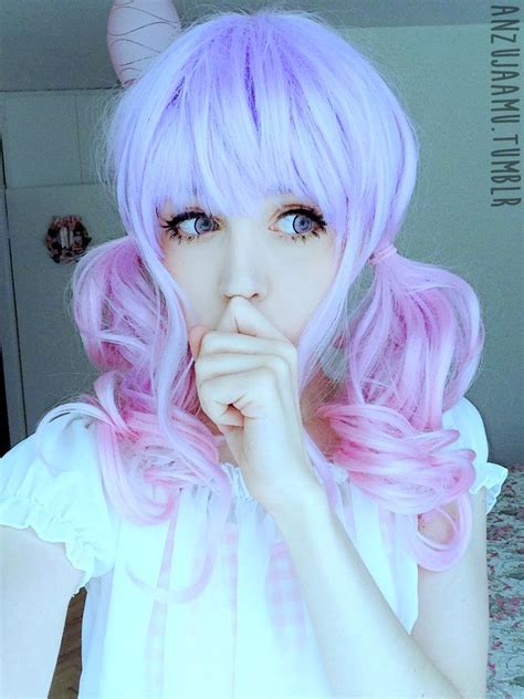 Kawaii Pastel Makeup Inspiration Anzujaamu Circle Lenses Pink Purple Wig Kawaii Hairstyles