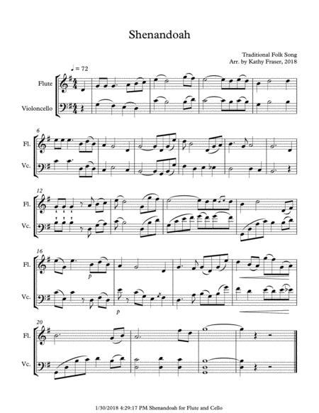 Shenandoah For Flute And Cello Duet By Traditional Digital Sheet