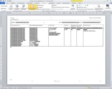Zeile einer tabelle zu fixieren. Mehrere Seriendruckfelder aus gleicher Liste in einem Dokument