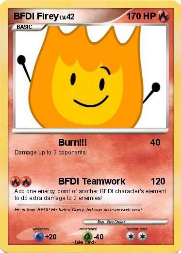 Pokémon Bfdi Firey Burn My Pokemon Card