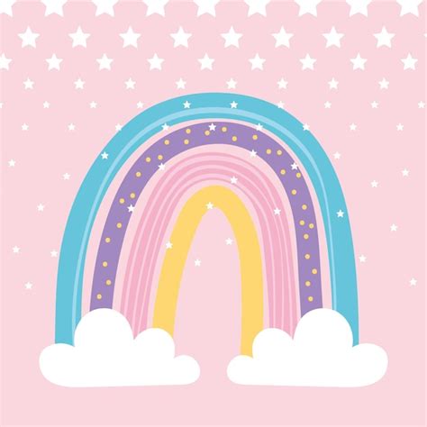 Premium Vector Rainbow Star And Clouds