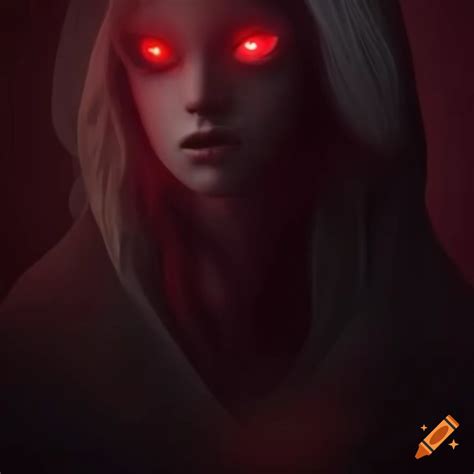 Illustration Of A Witch With Glowing Red Eyes