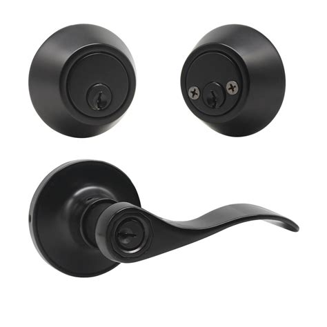 Wave Style Door Lever Lock With Double Cylinder Deadbolt Combo Packs B