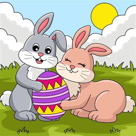 Premium Vector Rabbit Holding Easter Egg Colored Illustration