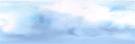 Watercolor Clean Blue Heaven Cloudy Sky And Lights Painting In Soft