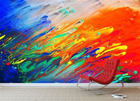 Colorful Abstract Acrylic Painting Wall Mural Wallpaper