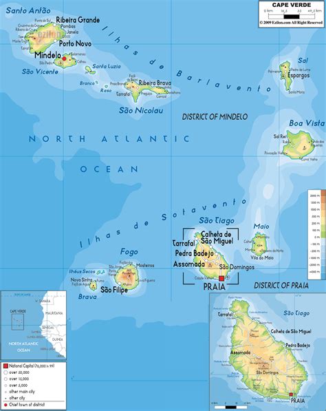Physical Map Of Cape Verde Ezilon Maps