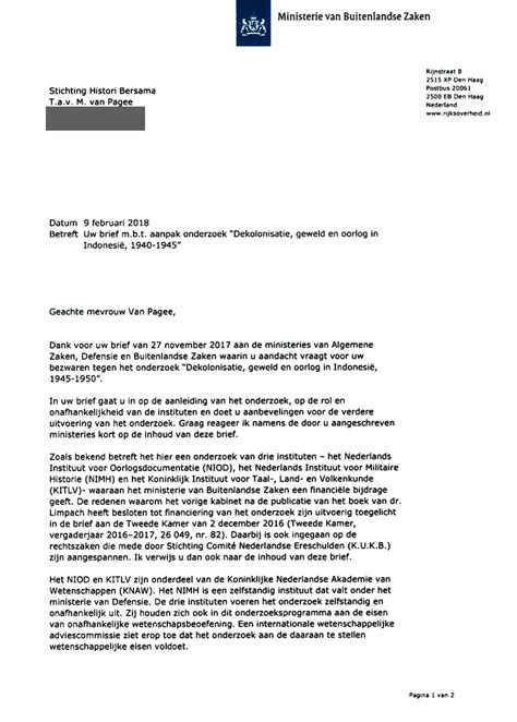 Dutch Government Replies Open Letter Histori Bersama