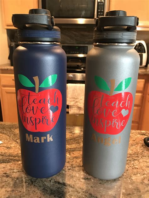 Water Flask Teacher Appreciation Apple Teach Love Inspire