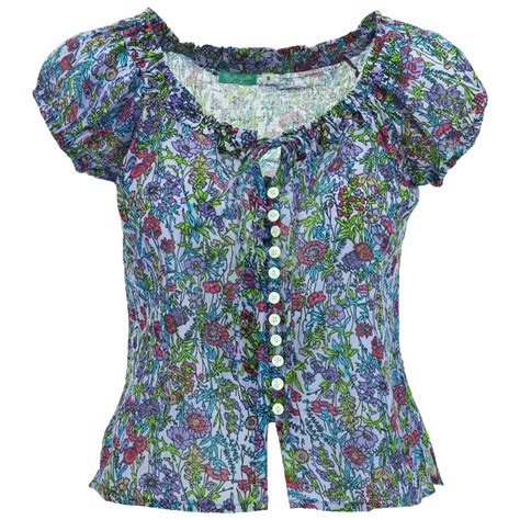 Gypsy Peasant Blouse Top Boho Hippie Flowers Fitted By Gabrielle Parker