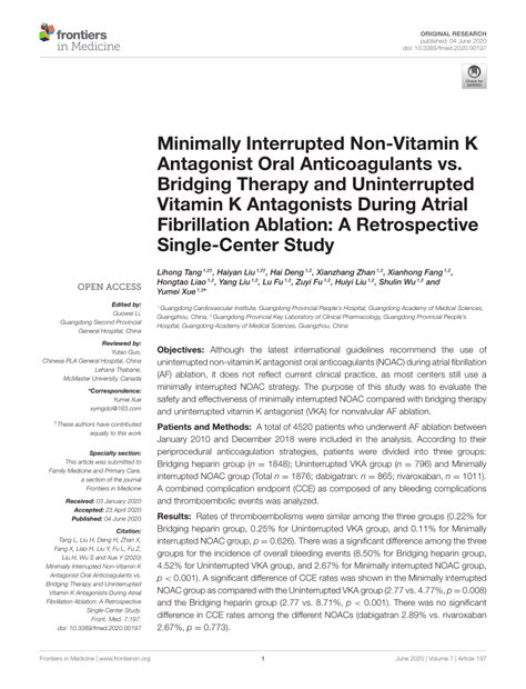 Pdf Minimally Interrupted Non Vitamin K Antagonist Oral