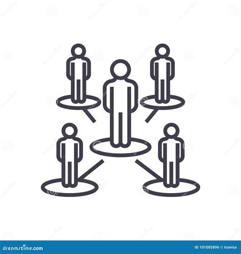 Leadership Networkmultilevel Marketingmlm Vector Line Icon Sign