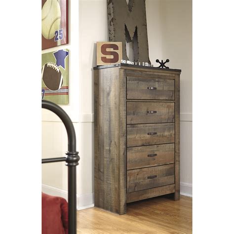 Signature Design By Ashley Trinell 14010500270800 Rustic 5 Drawer Chest