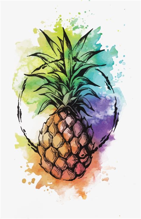 Watercolor Pineapple Png Picture Vector Watercolor Pineapple