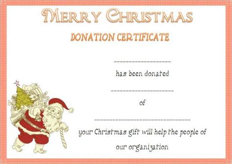 Christmas Donation Certificate Template T Certificate Template