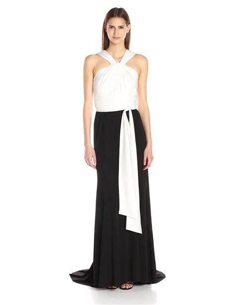 Vera Wang Women S Jersey Gown Ivory Black Sleeveless Invisible